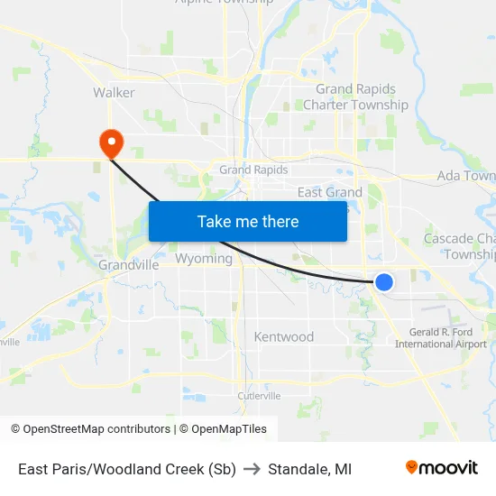 East Paris/Woodland Creek (Sb) to Standale, MI map
