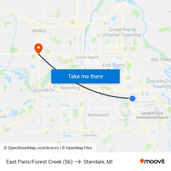 East Paris/Forest Creek (Sb) to Standale, MI map
