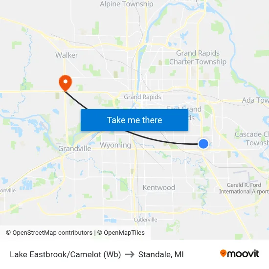 Lake Eastbrook/Camelot (Wb) to Standale, MI map