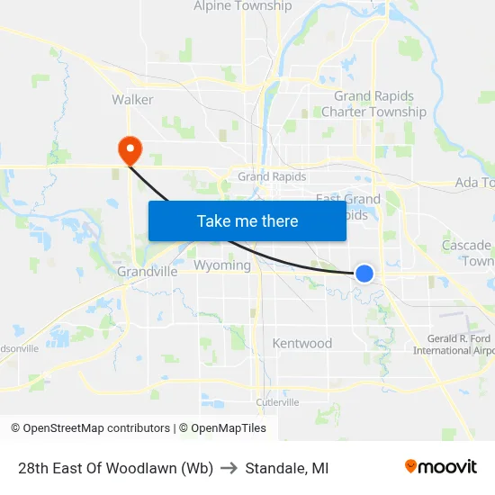 28th East Of Woodlawn (Wb) to Standale, MI map