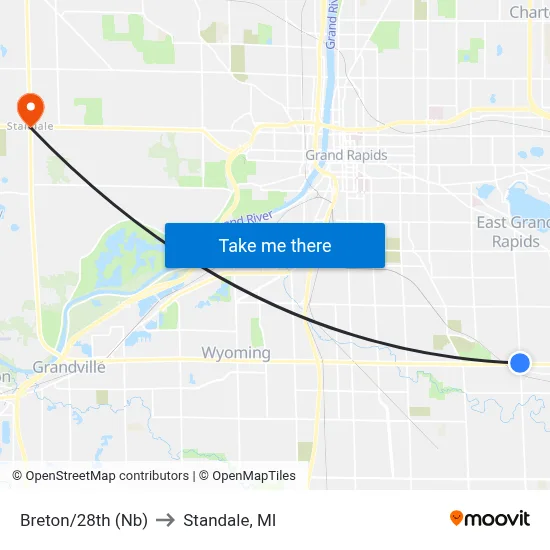 Breton/28th (Nb) to Standale, MI map