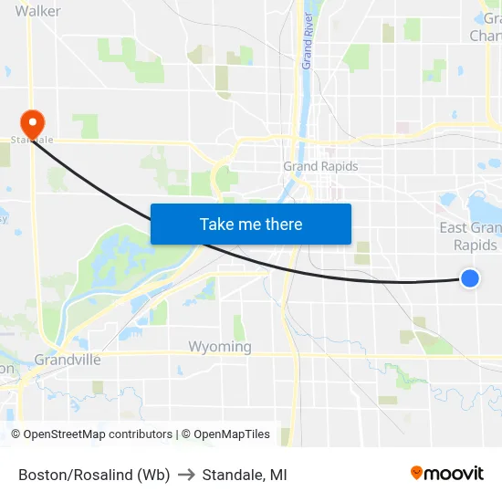 Boston/Rosalind (Wb) to Standale, MI map