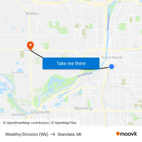 Wealthy/Division (Wb) to Standale, MI map