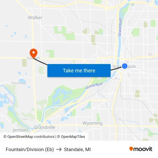 Fountain/Division (Eb) to Standale, MI map