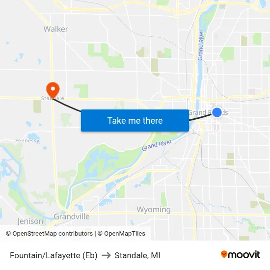 Fountain/Lafayette (Eb) to Standale, MI map