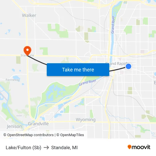 Lake/Fulton (Sb) to Standale, MI map