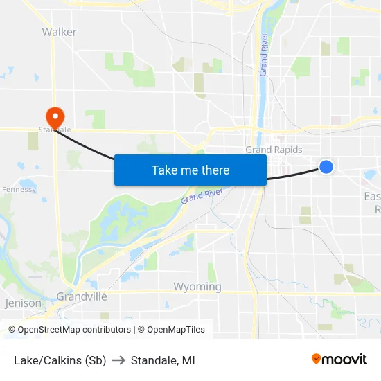 Lake/Calkins (Sb) to Standale, MI map
