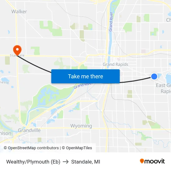 Wealthy/Plymouth (Eb) to Standale, MI map