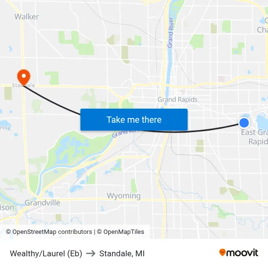 Wealthy/Laurel (Eb) to Standale, MI map