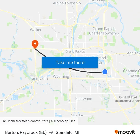 Burton/Raybrook (Eb) to Standale, MI map
