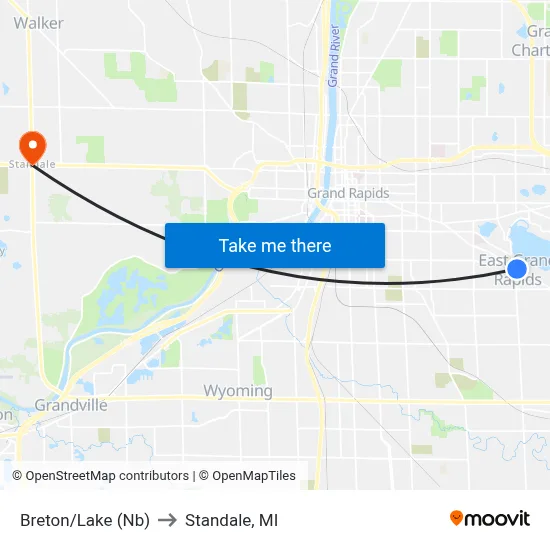 Breton/Lake (Nb) to Standale, MI map