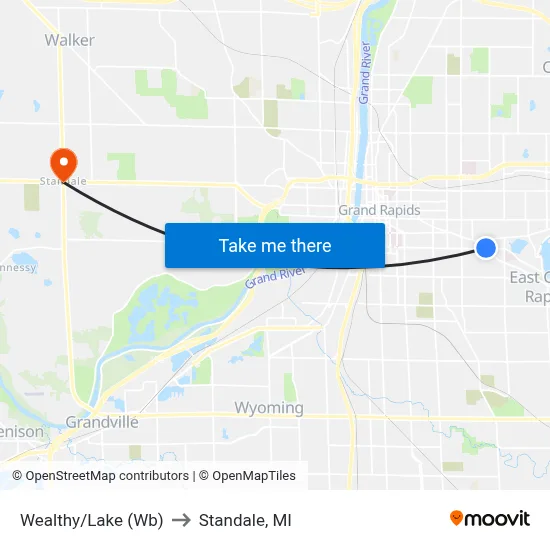 Wealthy/Lake (Wb) to Standale, MI map