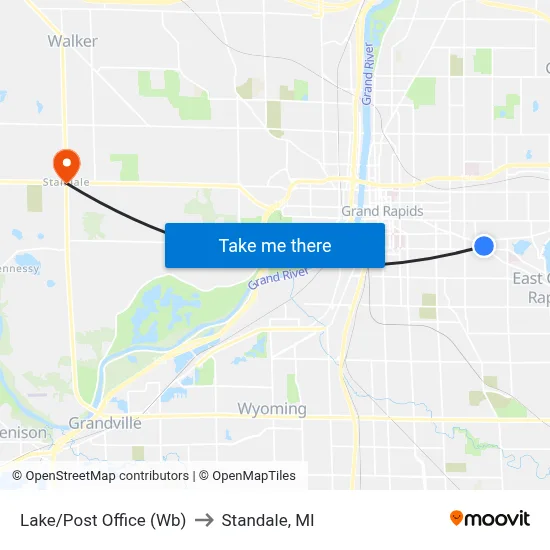 Lake/Post Office (Wb) to Standale, MI map