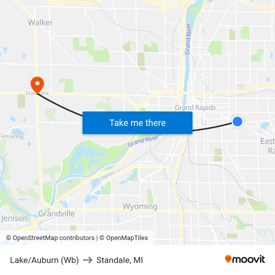 Lake/Auburn (Wb) to Standale, MI map