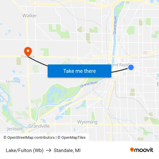 Lake/Fulton (Wb) to Standale, MI map