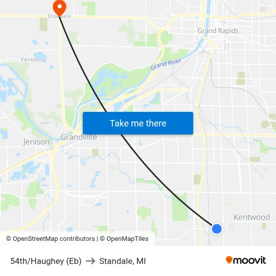54th/Haughey (Eb) to Standale, MI map