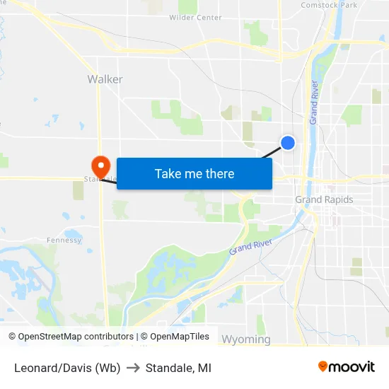 Leonard/Davis (Wb) to Standale, MI map