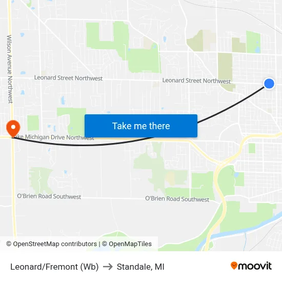 Leonard/Fremont (Wb) to Standale, MI map