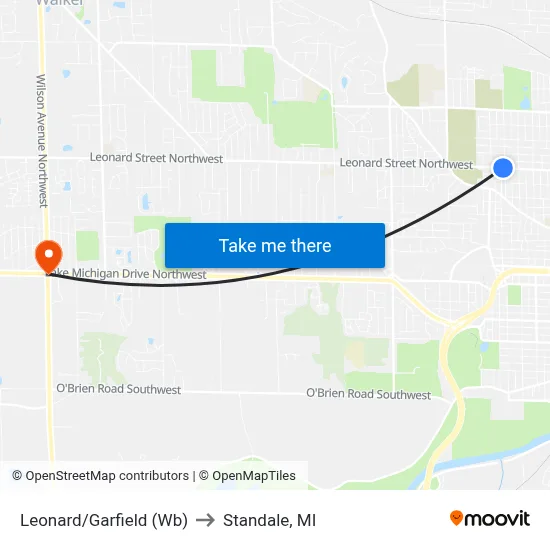 Leonard/Garfield (Wb) to Standale, MI map