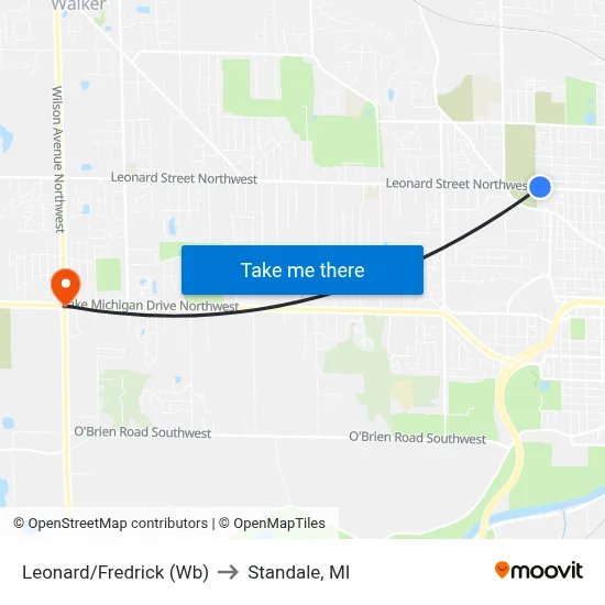 Leonard/Fredrick (Wb) to Standale, MI map