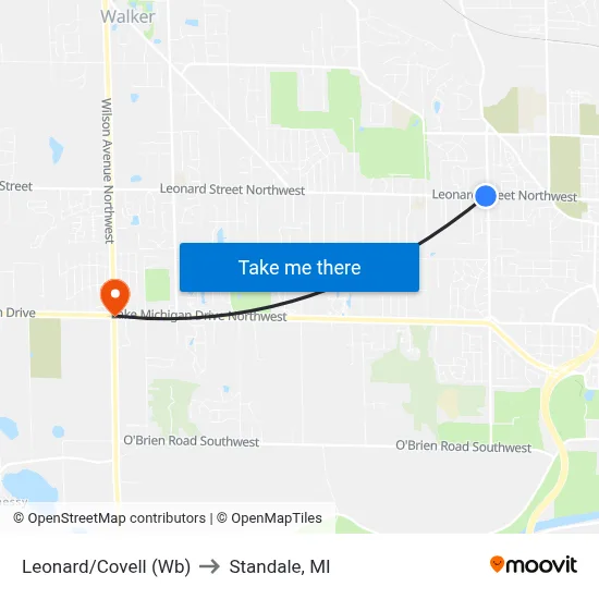 Leonard/Covell (Wb) to Standale, MI map