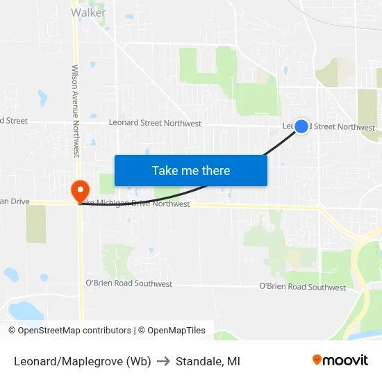 Leonard/Maplegrove (Wb) to Standale, MI map