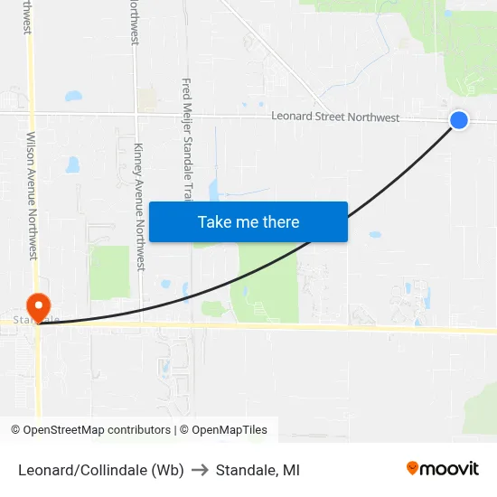 Leonard/Collindale (Wb) to Standale, MI map