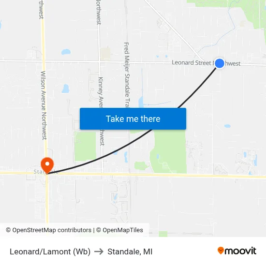 Leonard/Lamont (Wb) to Standale, MI map