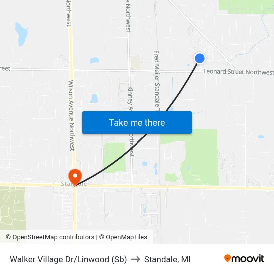 Walker Village Dr/Linwood (Sb) to Standale, MI map