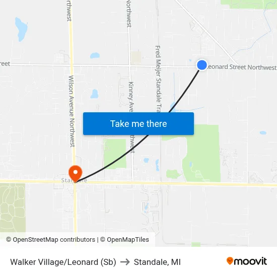 Walker Village/Leonard (Sb) to Standale, MI map