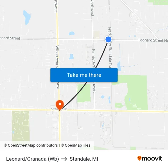 Leonard/Granada (Wb) to Standale, MI map