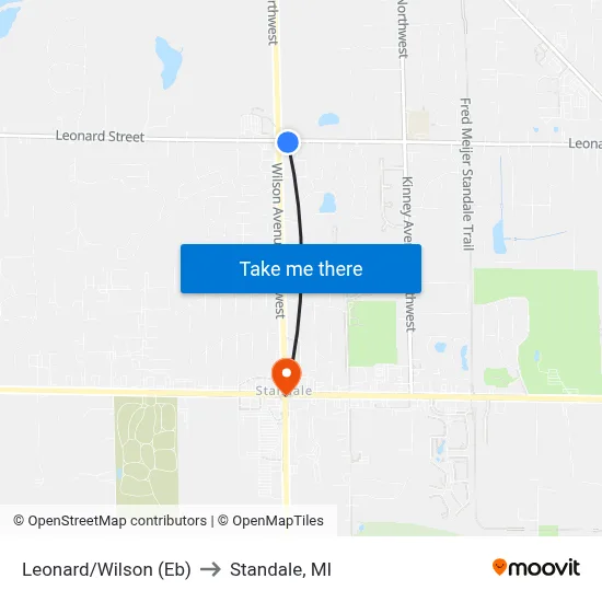 Leonard/Wilson (Eb) to Standale, MI map