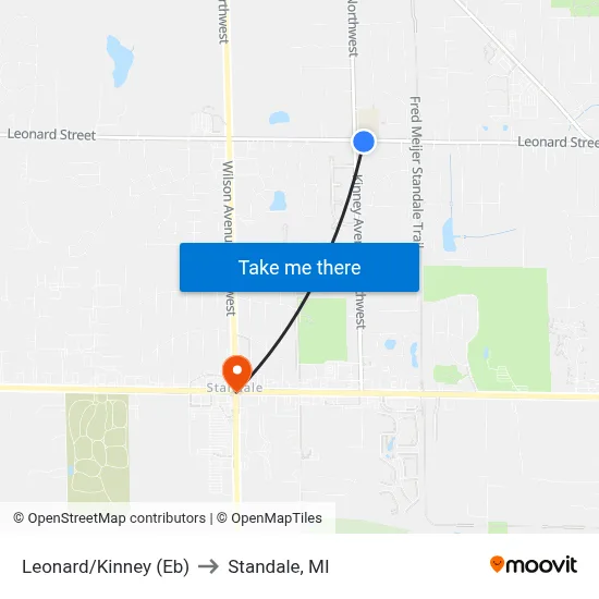 Leonard/Kinney (Eb) to Standale, MI map