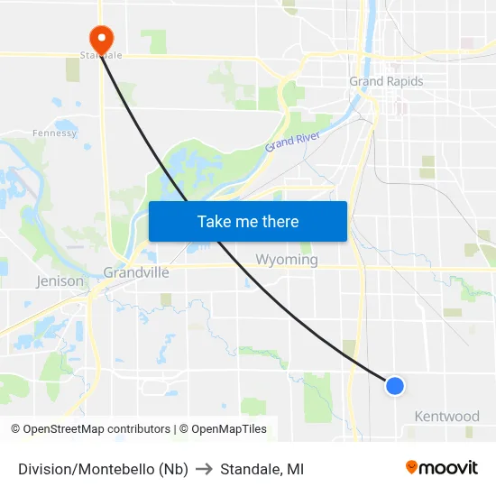 Division/Montebello (Nb) to Standale, MI map