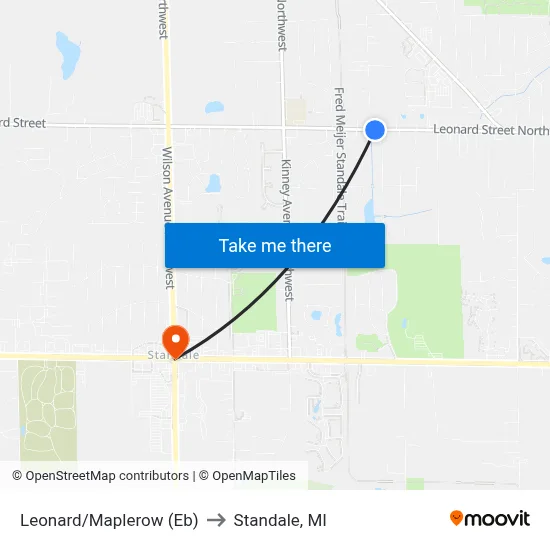 Leonard/Maplerow (Eb) to Standale, MI map