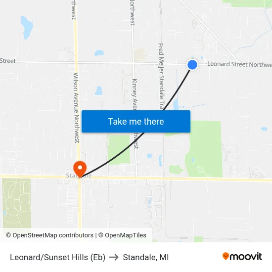 Leonard/Sunset Hills (Eb) to Standale, MI map