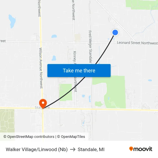 Walker Village/Linwood (Nb) to Standale, MI map