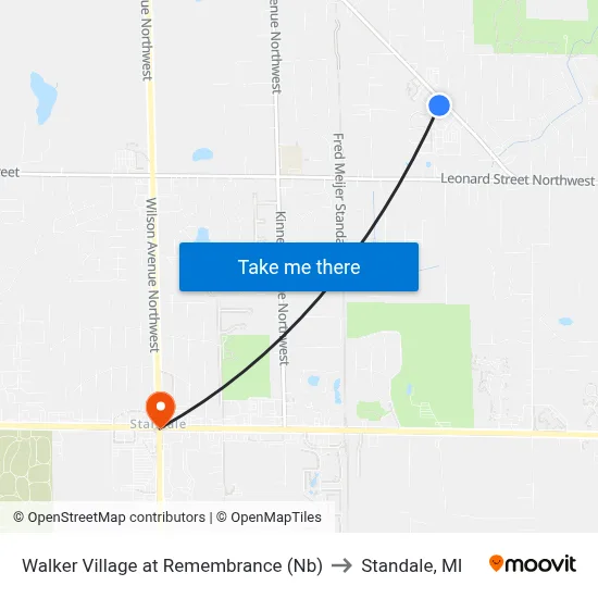 Walker Village at Remembrance (Nb) to Standale, MI map