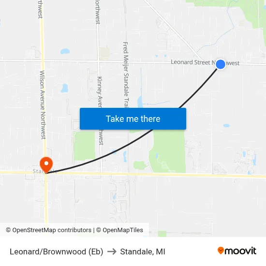 Leonard/Brownwood (Eb) to Standale, MI map