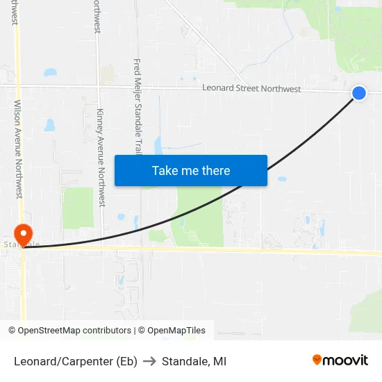 Leonard/Carpenter (Eb) to Standale, MI map