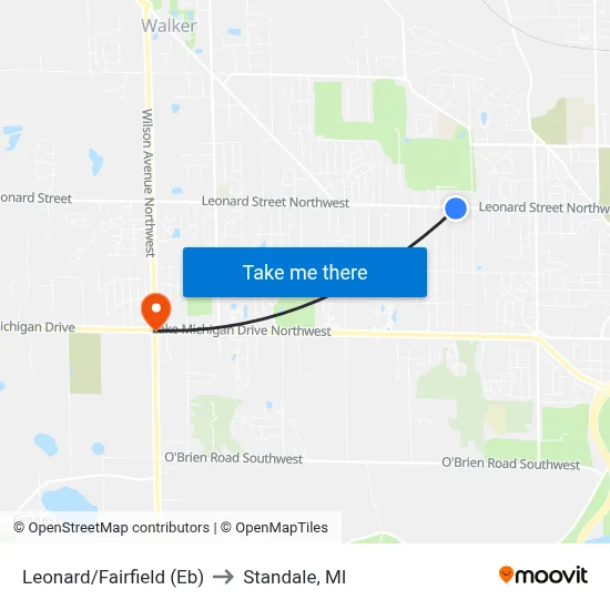 Leonard/Fairfield (Eb) to Standale, MI map