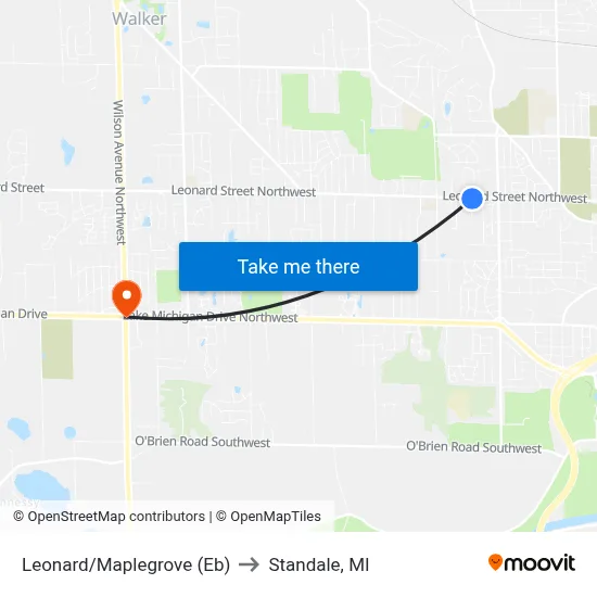Leonard/Maplegrove (Eb) to Standale, MI map