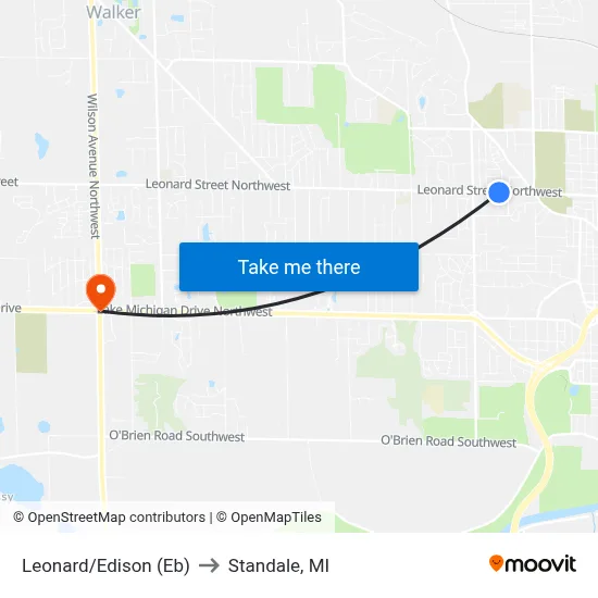 Leonard/Edison (Eb) to Standale, MI map