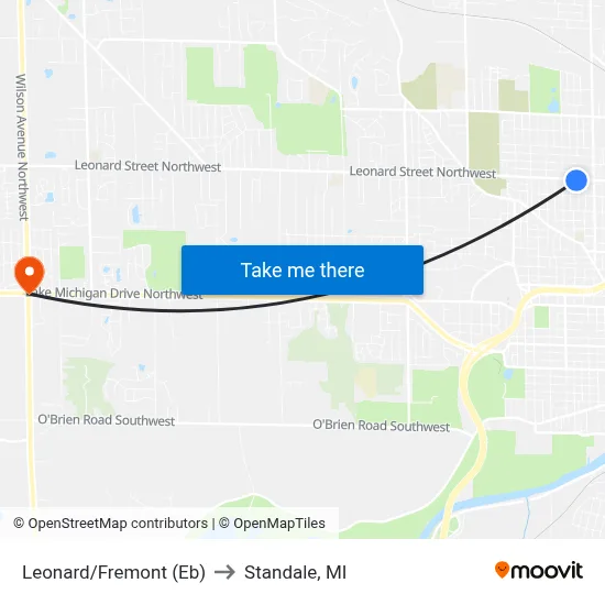 Leonard/Fremont (Eb) to Standale, MI map