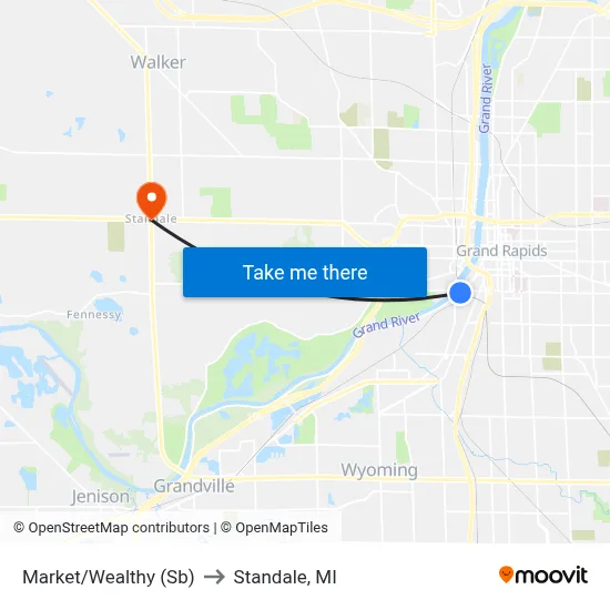 Market/Wealthy (Sb) to Standale, MI map