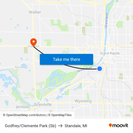 Godfrey/Clemente Park (Sb) to Standale, MI map