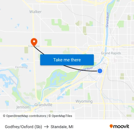 Godfrey/Oxford (Sb) to Standale, MI map