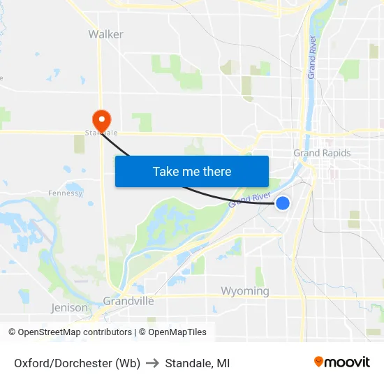 Oxford/Dorchester (Wb) to Standale, MI map