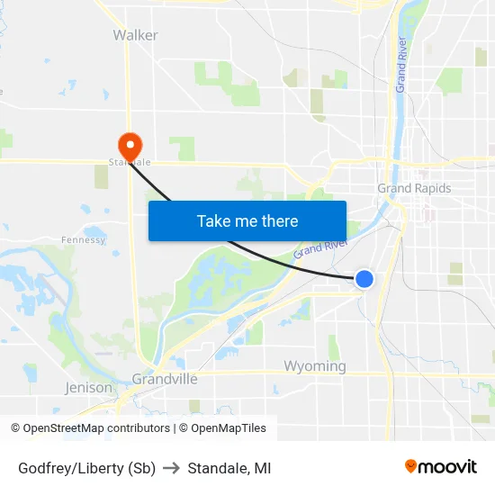 Godfrey/Liberty (Sb) to Standale, MI map