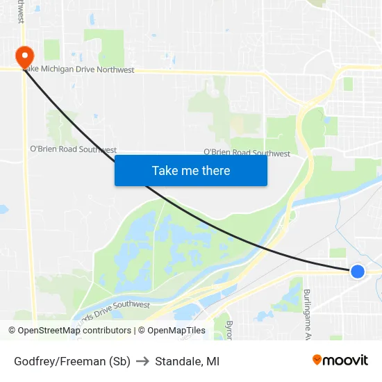 Godfrey/Freeman (Sb) to Standale, MI map
